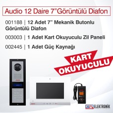 Audio 12 Daire 7'' Görüntülü Diafon  (Kart Okuyuculu)