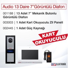 Audio 13 Daire 7'' Görüntülü Diafon  (Kart Okuyuculu)