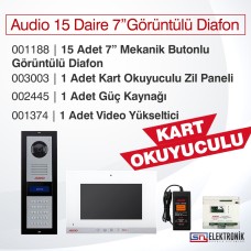 Audio 15 Daire 7'' Görüntülü Diafon  (Kart Okuyuculu)